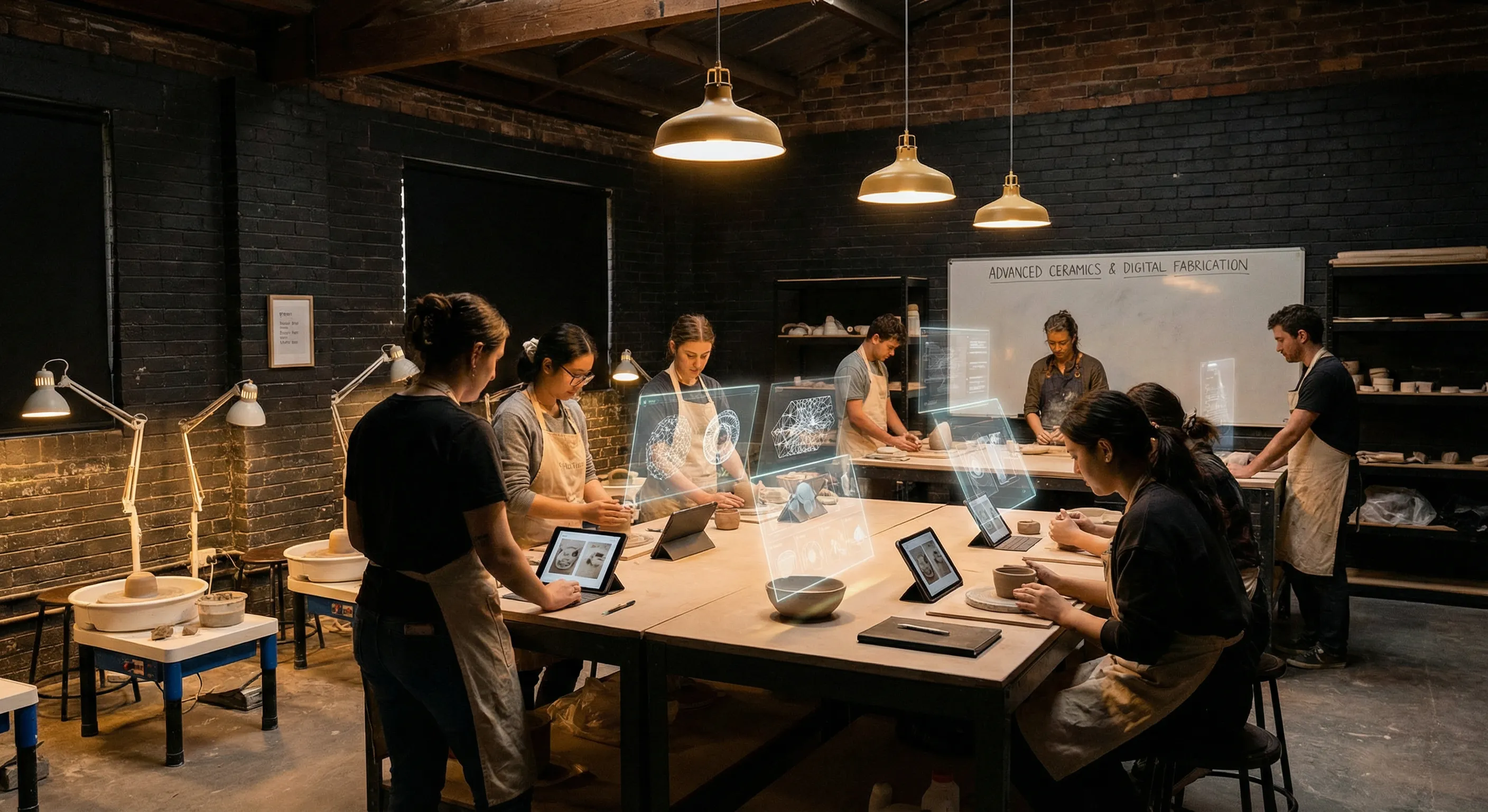 Workshop studio with students