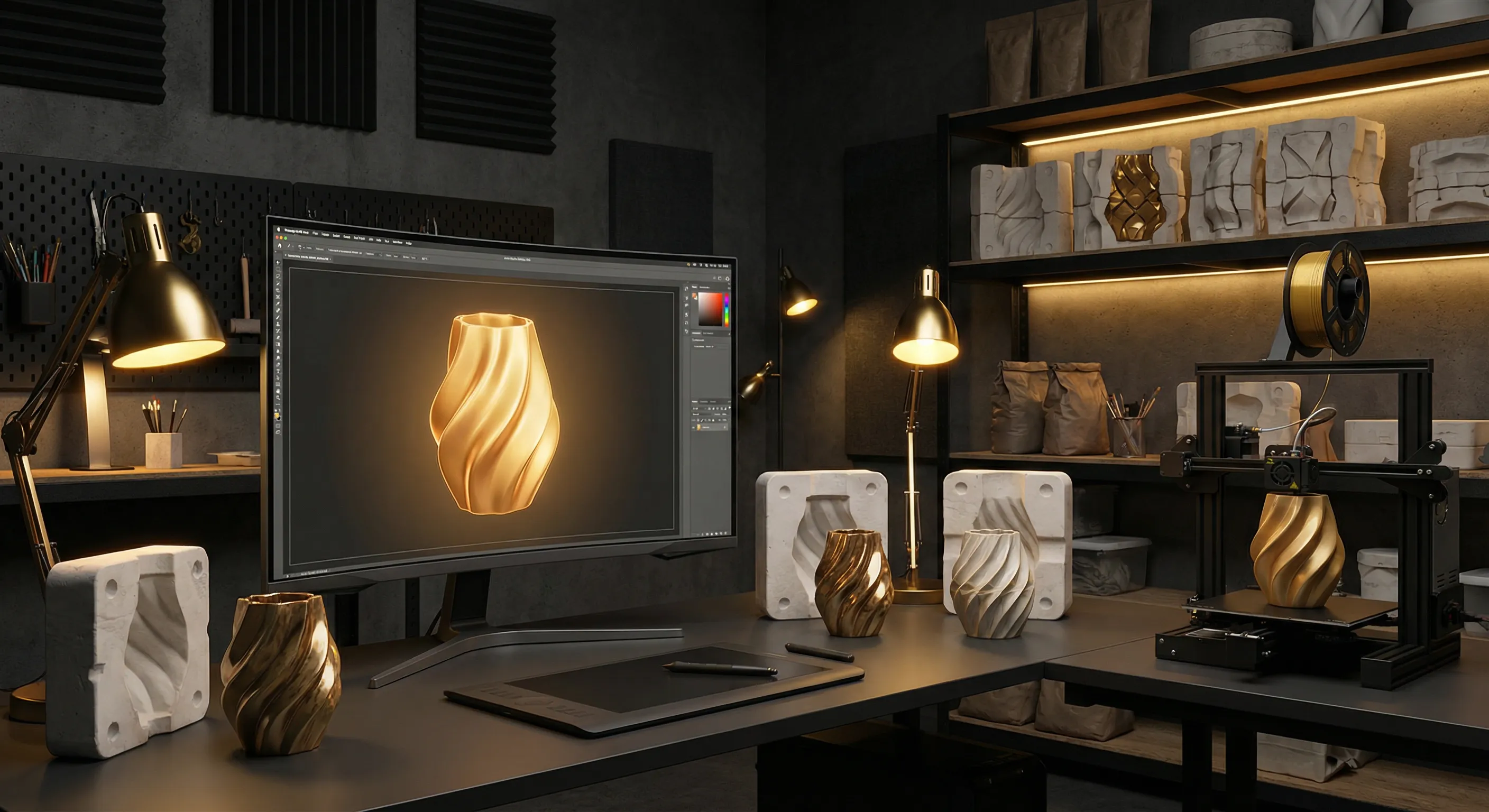 Digital sculpting workspace